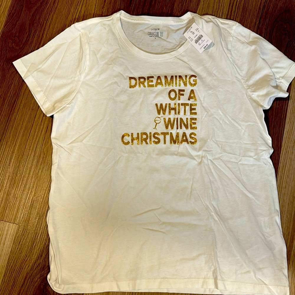 NEW - J.Crew White Christmas T-shirt - Sz L